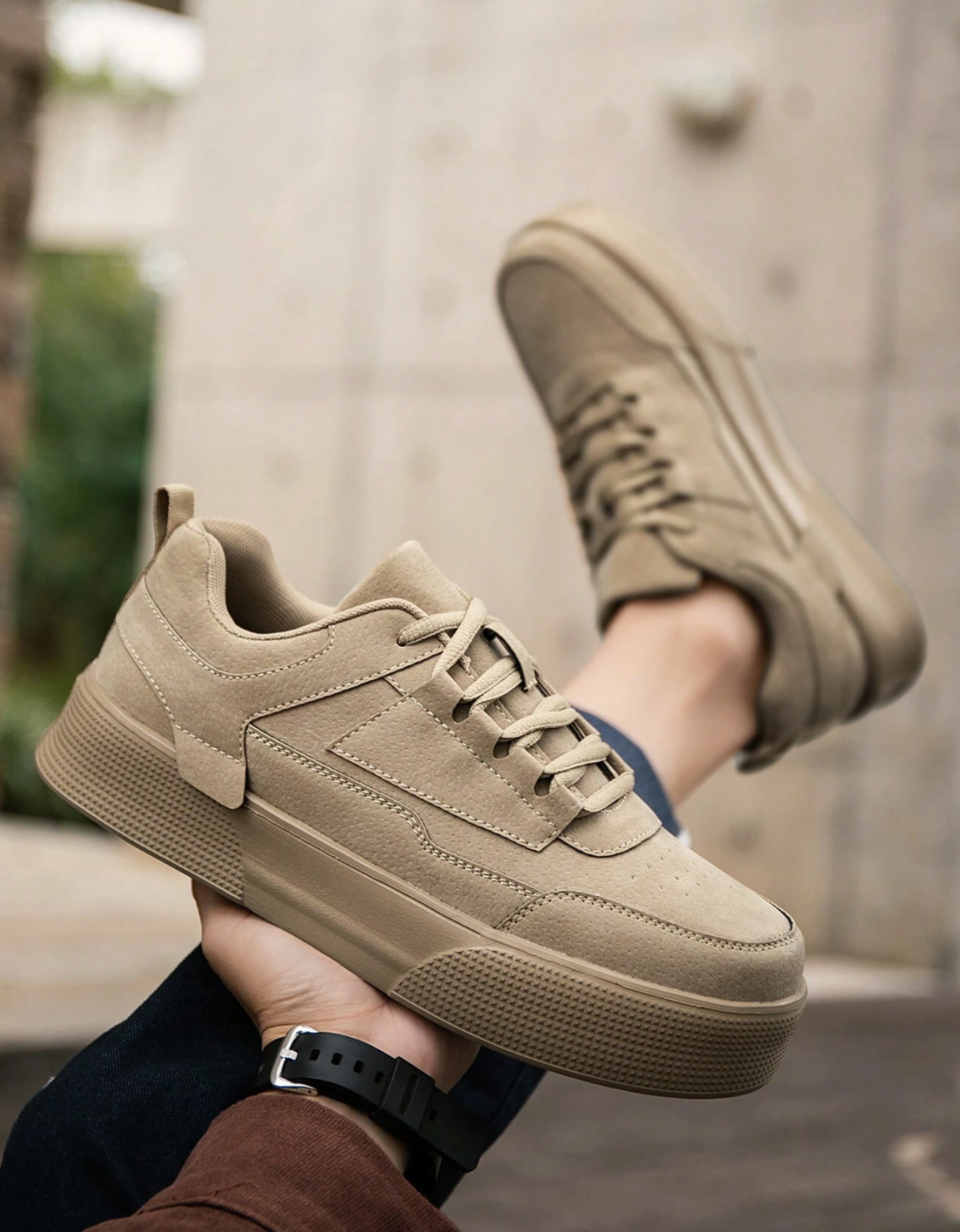 Thick-Soled Khaki Shoes